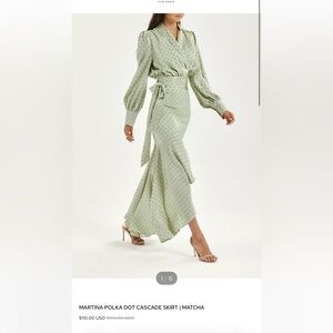 MARTINA POLKA DOT CASCADE SKIRT | MATCHA